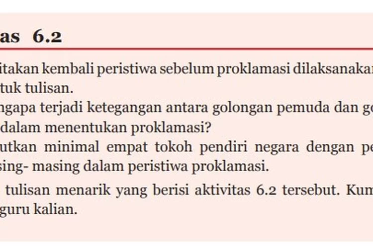 Kunci Jawaban PPKn Halaman 143 Kelas 7 Aktivitas 6.2 Peristiwa Proklamasi Kemerdekaan Indonesia