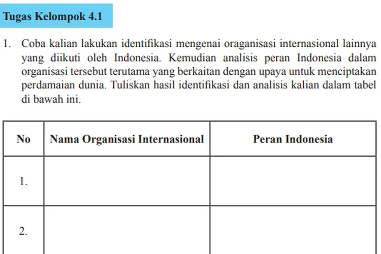 Pembahasan PKN Kelas 11 Halaman 138 Tugas Kelompok 4.1, Nama Organisasi Internasional dan Peran Indonesia