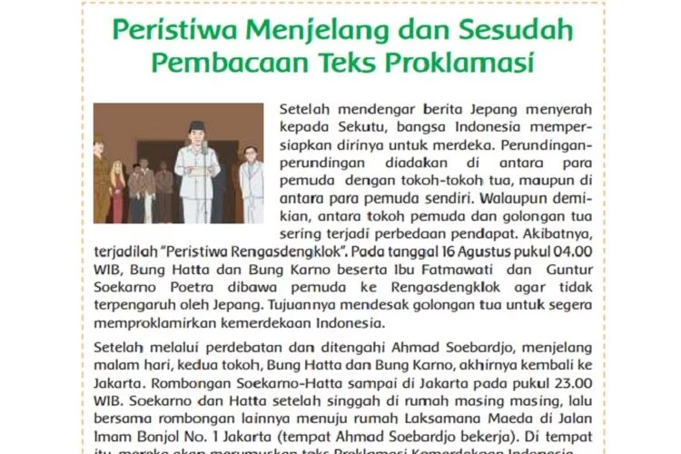 Apa Hasil Keputusan Peristiwa Rengasdengklok? Materi Tema 7 Kelas 5 SD MI Halaman 92