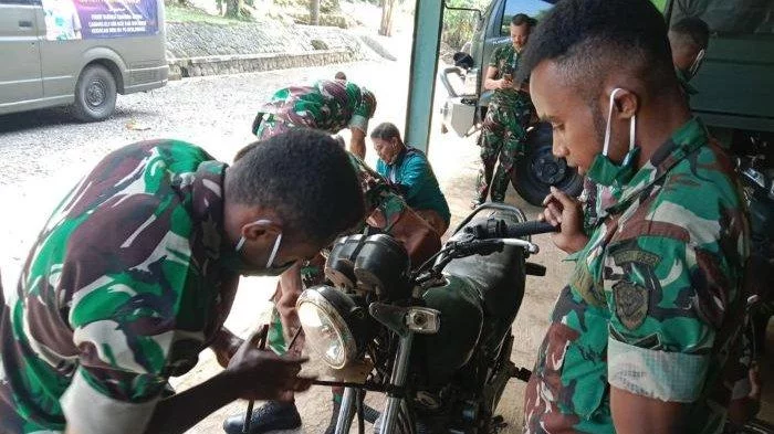 Puluhan Prajurit TNI Otsus Kodim 0622/Kab Sukabumi Asal Papua Antusias dan Proaktif Dilatih Otomotif