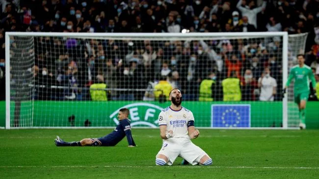 FOTO: Aksi Heroik Benzema Kubur Mimpi PSG di Liga Champions