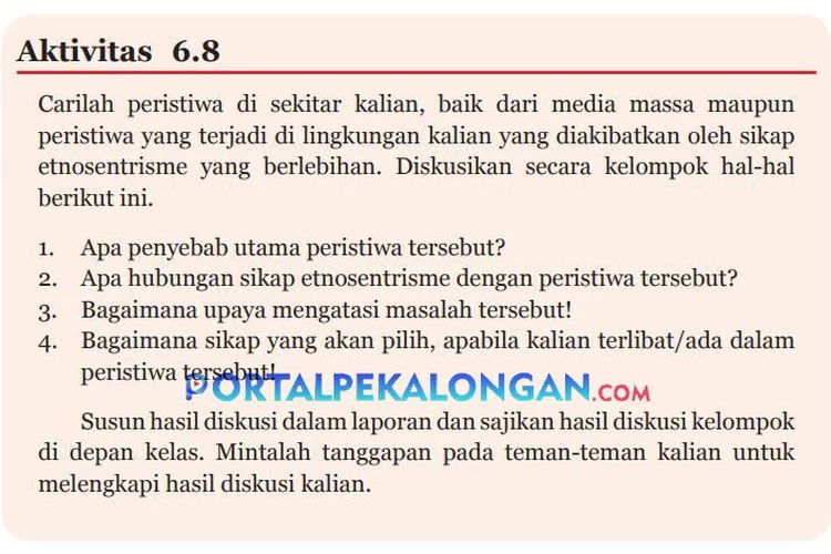 Kunci Jawaban PKN Kelas 7 SMP/MTs Aktivitas 6.8 Halaman 163: Peristiwa Akibat Sikap Etnosentrisme