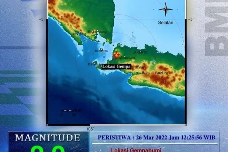 Dua Kali Peristiwa Gempabumi Berpusat di Darat Guncang Pandeglang Banten