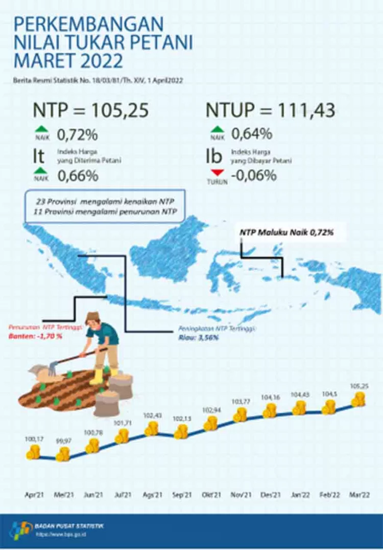 Maret 2022, BPS Maluku: NTP Naik