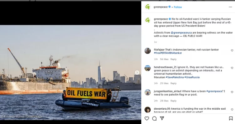 Greenpeace Diserang Netizen Indonesia: Uraaa!, Gara-gara Cegat Kapal Pertamina Beli Minyak dari Rusia