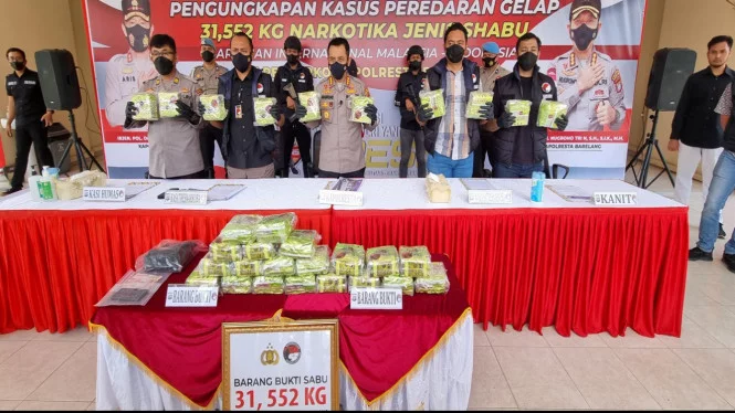 Polresta Barelang Sita Sabu Seberat 31.552 Kilogram dari Jaringam Internasional