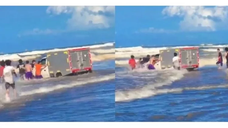Diduga Lupa Rem Tangan, Mobil Boks Nyaris Masuk ke Laut