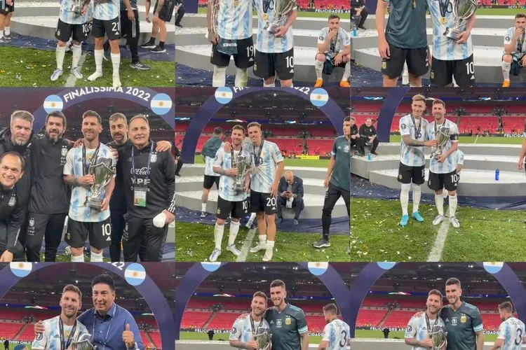 Momen Unik Para Pemain Argentina Rela Antri Demi Foto Bareng Lionel Messi Usai Menangkan Finalissima 2022