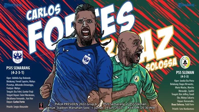 Grafis Prediksi Susunan Pemain PSIS Semarang Vs PSS Sleman Piala Presiden, Adu Kuat Fortes-Jandia