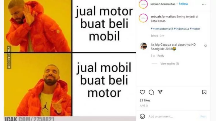 Meme Otomotif Pekan Ini: Jual Mobil untuk Beli Motor