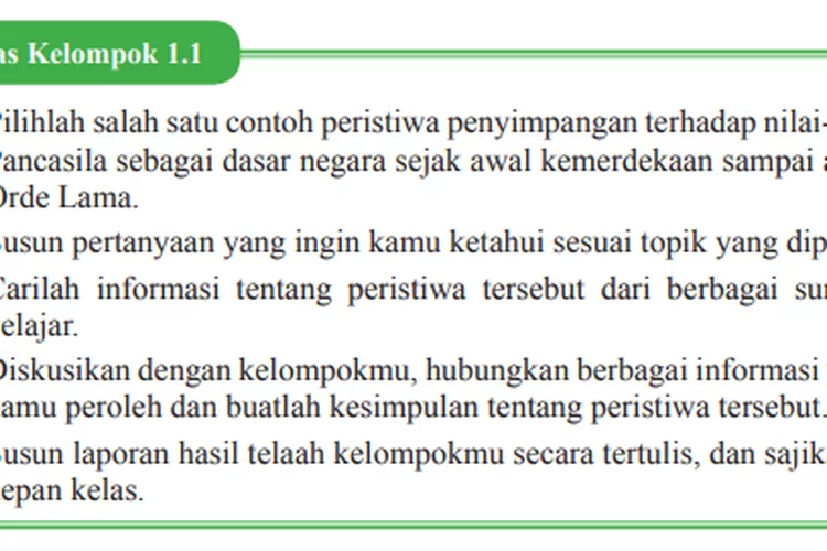 Kunci Jawaban PKN Kelas 9 Halaman 8 Peristiwa Penyimpangan Terhadap Nilai-nilai Pancasila Sebagai Dasar Negara
