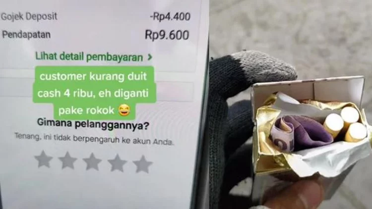 Uangnya Kurang, Konsumen Ini Bayar Ojol Pakai 3 Batang Rokok