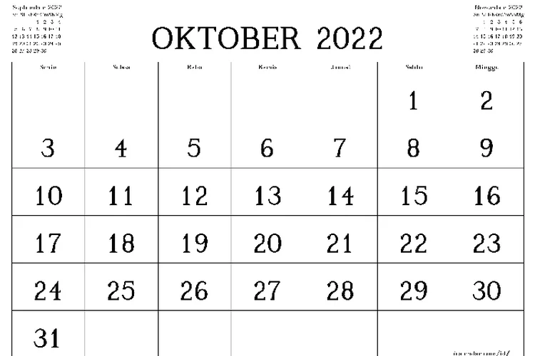 Daftar Hari Besar dan Peristiwa Penting Nasional dan Internasional Bulan Oktober 2022, Ada Berapa Hari Libur?