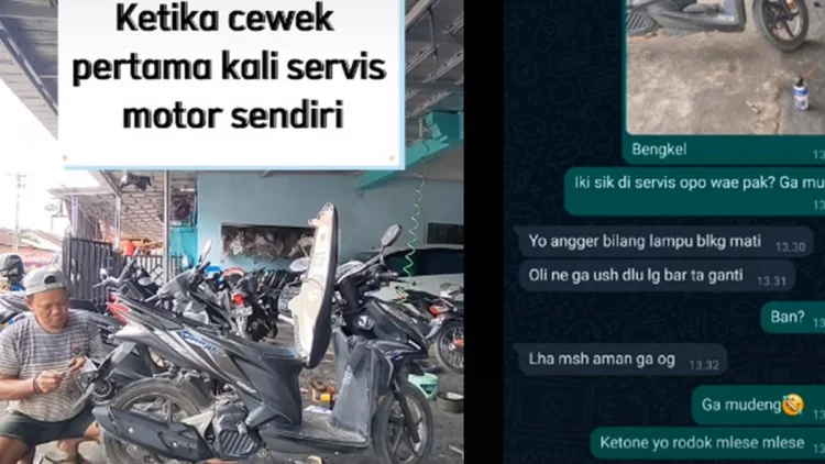 Kebingungan saat Servis Motor Perdana, Pemotor Wanita Lakukan Hal Ini