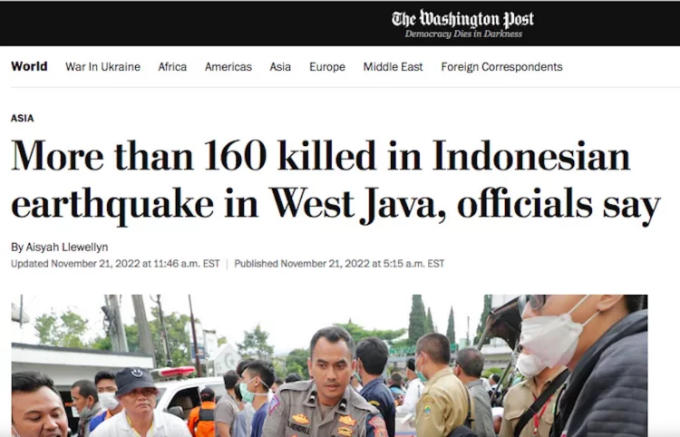 Pemberitaan Berbagai Media Internasional soal Gempa Cianjur