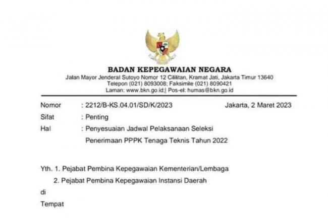 KABAR BAHAGIA, BKN Merilis Jadwal Seleksi Penerimaan PPPK Tenaga Teknis, Catat Tanggalnya Sekarang