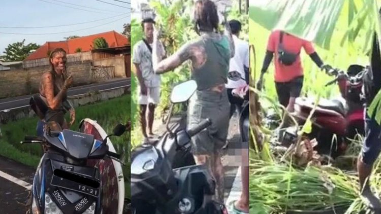 Kumpulan Aksi Turis Asing Berulah Menggunakan Sepeda Motor di Bali
