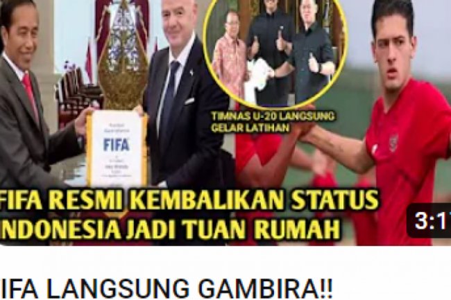 Cek Fakta: FIFA Resmi Kembalikan Status Tuan Rumah Indonesia di Piala Dunia U-20 2023, Israel Dibolehkan Bermain?