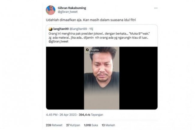 Pria Ini Hina Presiden Jokowi hingga Minta Anies Diberi Kesempatan Jadi Presiden, Ini Respon Gibran