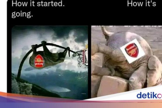 Meme Kocak Arsenal 'Sang Gajah' Akhirnya Jatuh Juga dari Pohon
