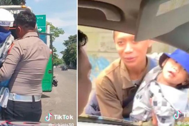 Penuhi Keinginan Anak, Seorang Bapak Berani Menyetop Mobil Patroli Polisi