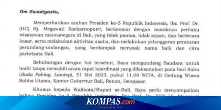 Sebut Arahan Megawati, Koster Perintahkan Kepala Daerah se-Bali Berkumpul Bahas WNA Nakal