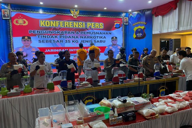 Polda Kalsel Musnahkan 35 Kg Sabu Jaringan Internasional