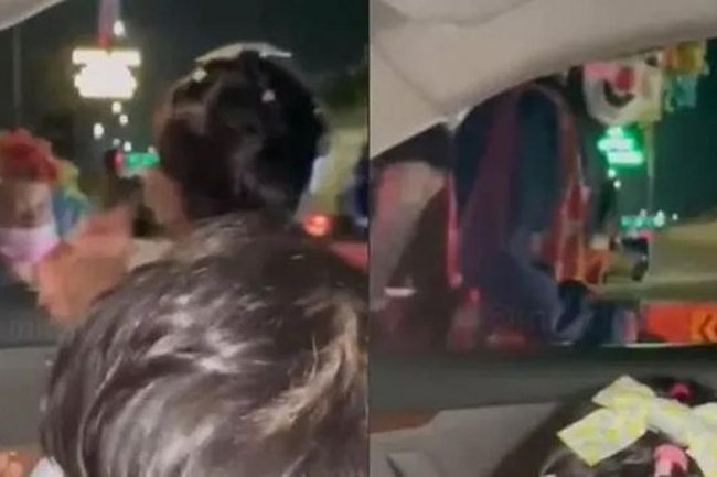 Viral Aksi Badut Pengemis Meresahkan Warga, Berani Pukul Pintu Mobil
