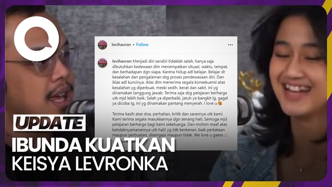 Ibunda Keisya Levronka Tulis Pesan Panjang, Singgung soal Pendewasaan