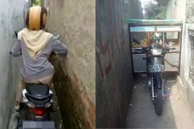 Anti Senggol, Berikut Cara Ampuh Mengendarai Sepeda Motor Melalui Gang Sempit