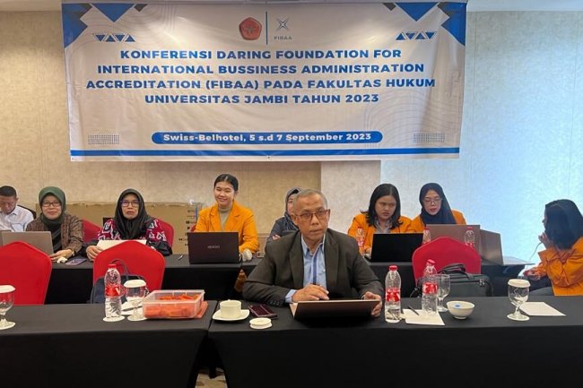 Konferensi Online Akreditasi Internasional FIBAA Fakultas Hukum Universitas Jambi Tahun 2023