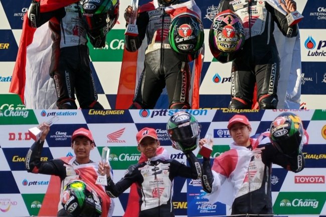 Harumkan Nama Indonesia di Kancah Internasional, Rider Astra Honda Pastikan Juara Thailand Talent Cup 2023