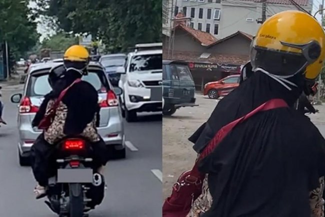 Sudah Waktunya Pelatihan Khusus, Terjadi Lagi Ibu-Ibu Pakai Helm Terbalik