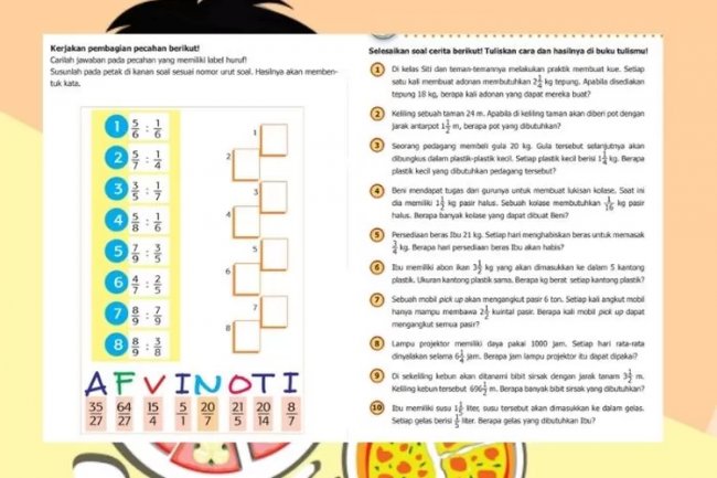 Operasi Hitung Bilangan Pecahan dalam Peristiwa Sehari-hari, Kunci Jawaban Matematika Kelas 5 Halaman 32-35