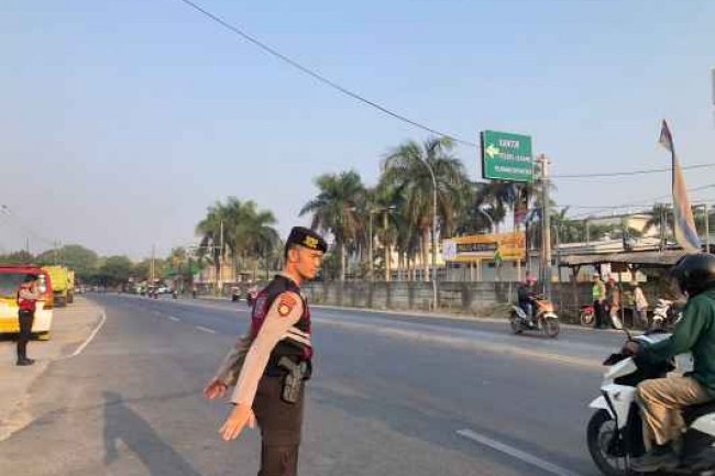Tekan Guankamtibmas, Personil Satsamapta Polres Serang Strong Point Pagi