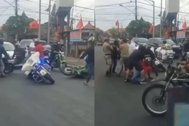 Pengguna Moge Harley dan Ninja Saling Merusak Motor di Bali