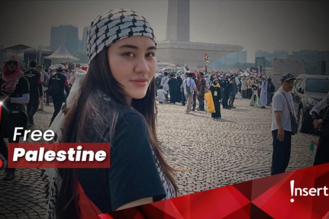 Abidzar Al Ghifari-Mulan Jameela Ikut Aksi Bela Palestina di Monas