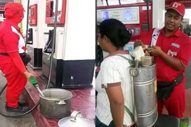 Kumpulan Potret Kocak Ibu-Ibu Isi Bensin di SPBU, Bikin Cekikikan