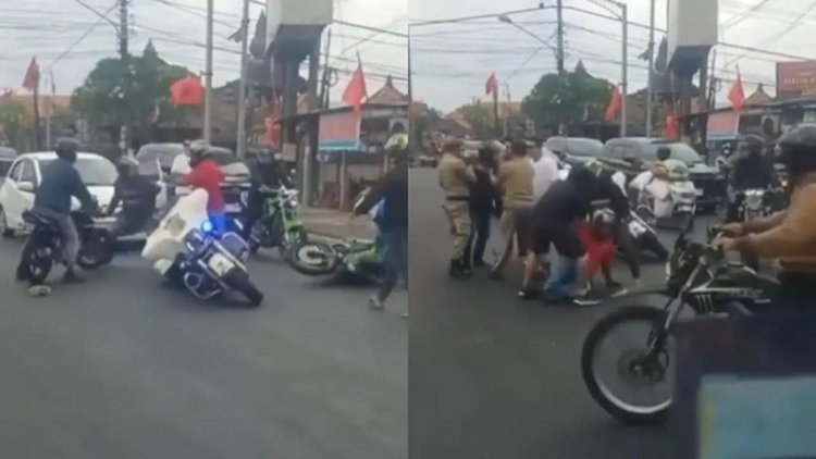 Pengguna Moge Harley dan Ninja Saling Merusak Motor di Bali