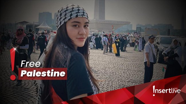 Abidzar Al Ghifari-Mulan Jameela Ikut Aksi Bela Palestina di Monas