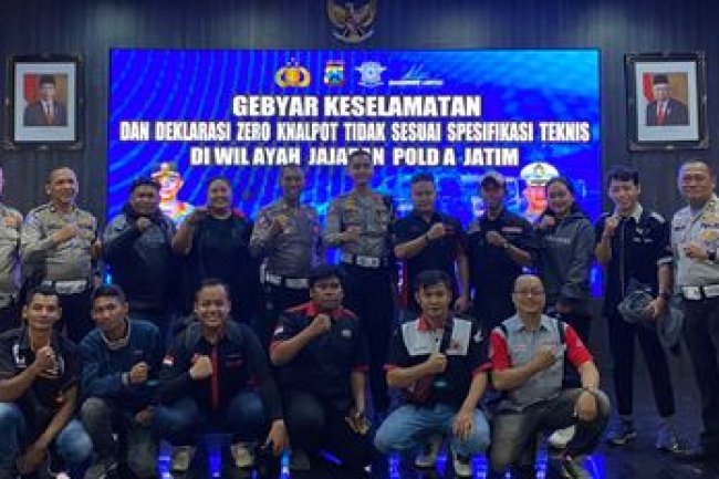 Ditlantas Polda Jatim Bersama Komunitas Otomotif Deklarasikan Zero Knalpot Tidak Sesuai Spektek