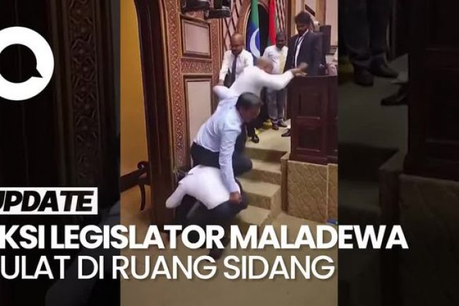 Momen Legislator Maladewa Malah Bergulat di Ruang Sidang