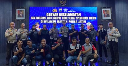 Ditlantas Polda Jatim Bersama Komunitas Otomotif Deklarasikan Zero Knalpot Tidak Sesuai Spektek