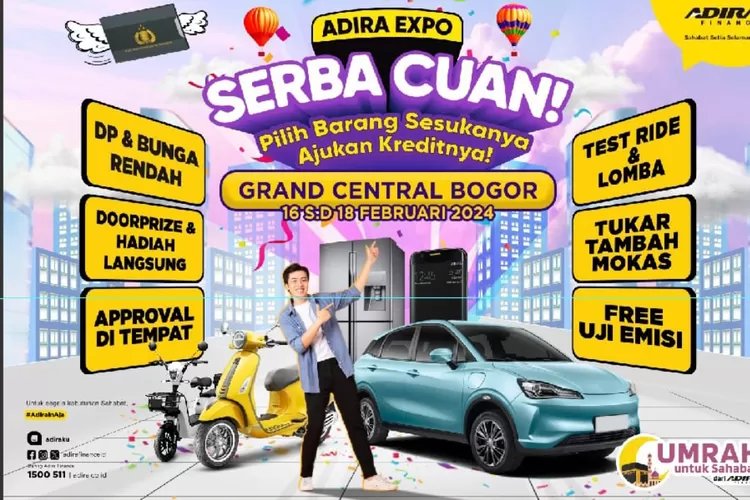 Adira Finance Gelar Pameran Otomotif di Grand Central Bogor: Pengajuan Langsung Approval Di Tempat Mulai 16-18 Februari 2024