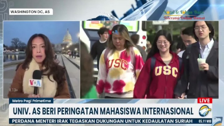 Laporan VOA untuk Metro TV: Universitas Amerika Beri Peringatan Mahasiswa Internasional