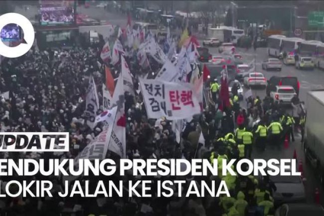 Video: Pendukung Blokir Jalan ke Istana Presiden Korsel, Wanti-wanti Kedatangan Penyidik