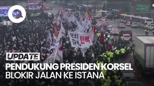 Video: Pendukung Blokir Jalan ke Istana Presiden Korsel, Wanti-wanti Kedatangan Penyidik