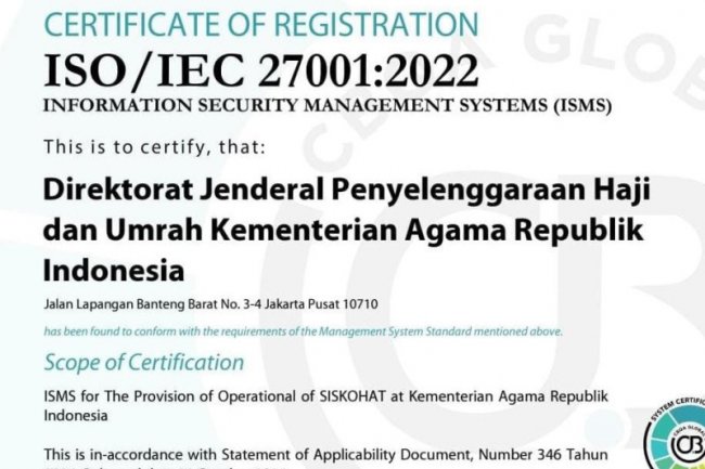 Bersertifikat ISO 27001, Siskohat Kemenag Punya Manajemen Keamanan Informasi Berstandar Internasional