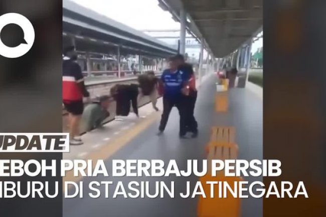 Video: Kata KAI soal Pria Berbaju Persib Dikejar Sampai Lompat Peron