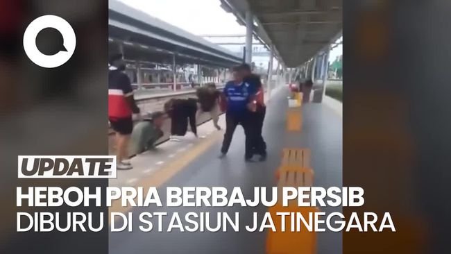 Video: Kata KAI soal Pria Berbaju Persib Dikejar Sampai Lompat Peron